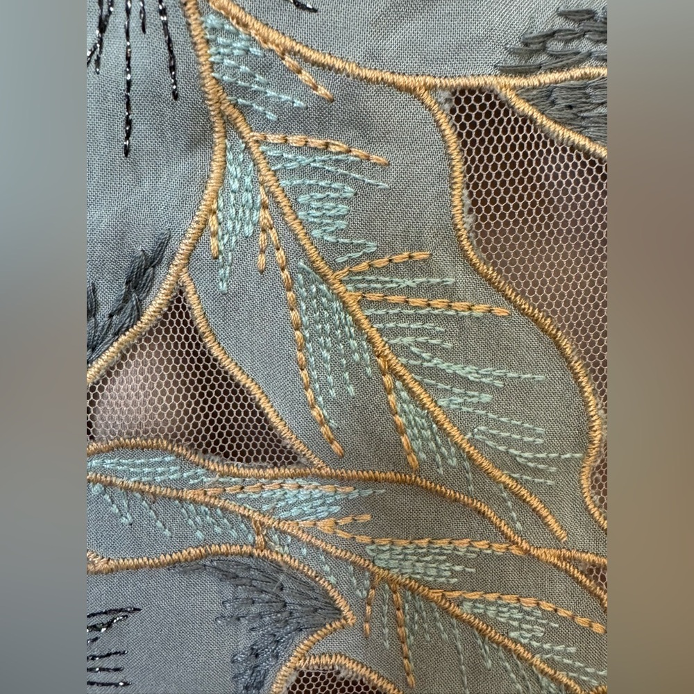 Miss Me Double Tank with Blue Floral Embroidery and Beaded - Picture 12 of 12